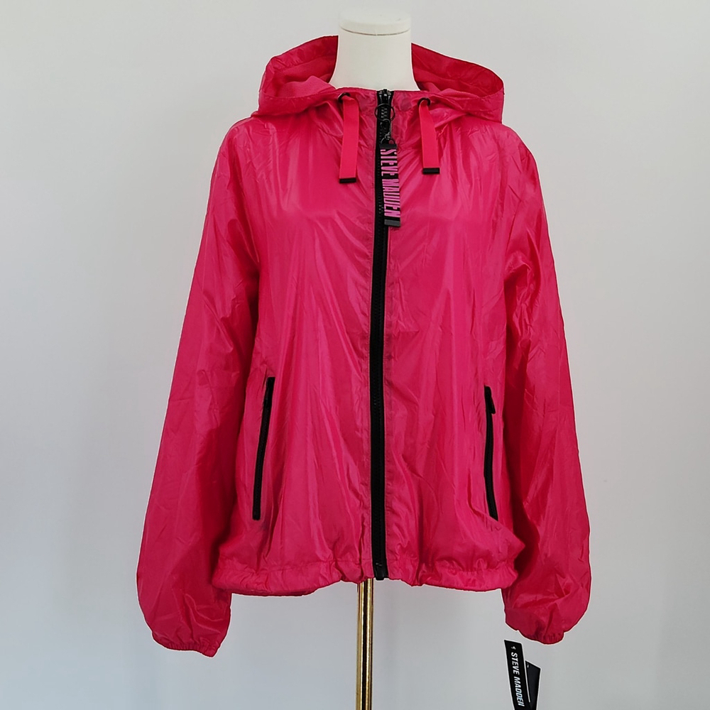 Steve Madden Packable Windbreaker Jacket Fanny Pack Pink M NWT 2-in-1 Travel